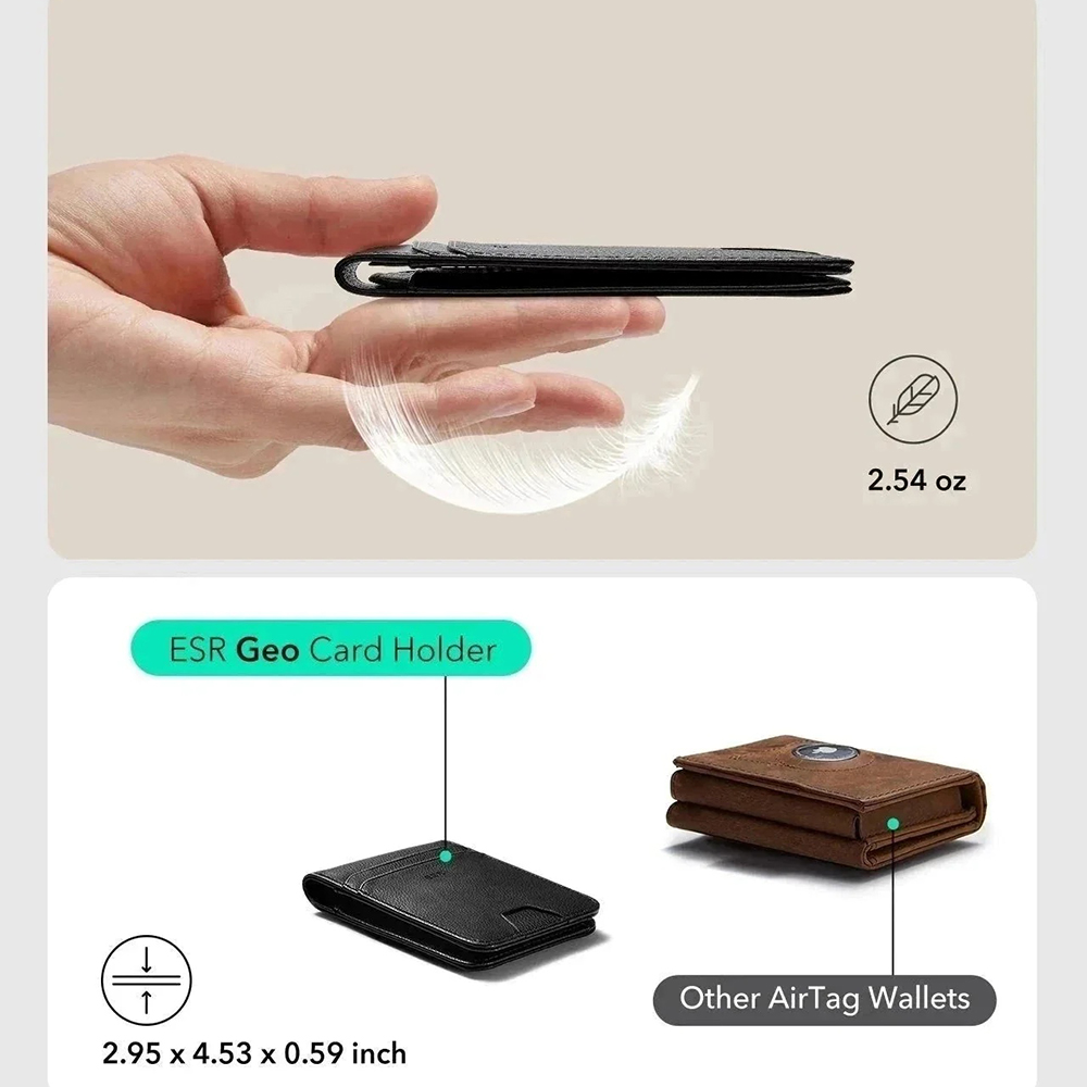ESR Classic Geo Carbon pénztárca Find My funkcióval és RFID védelemmel, fekete, újrazárva