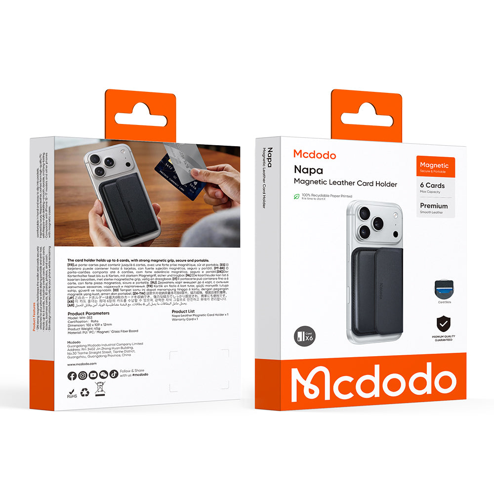 MagSafe pénztárca, McDodo, WH-3530 Napa, Fekete