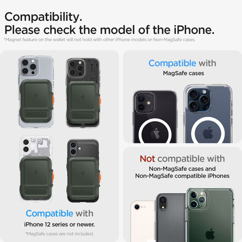 Magsafe pénztárca, Spigen, Lock Fit, Zöld