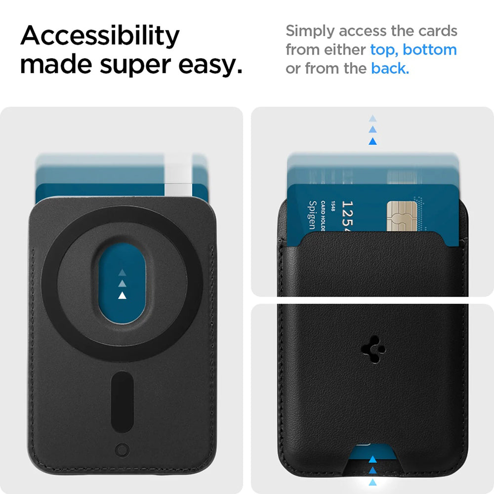 MagSafe pénztárca, Spigen, Valentinus MagFit 2 kártya, Fekete AMP02284