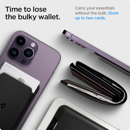 MagSafe pénztárca, Spigen, Valentinus MagFit 2 kártya, Fekete AMP02284