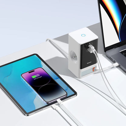 Baseus PowerCombo elosztó, 1 x Schuko, Fehér PSLR000602