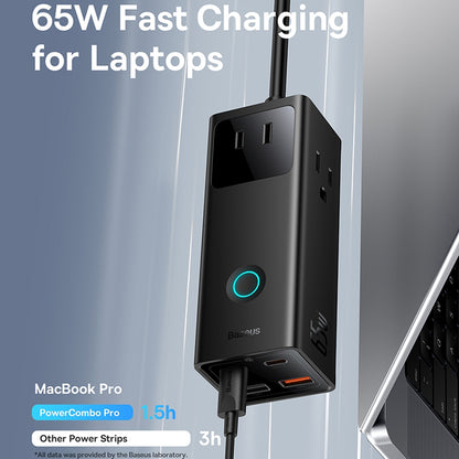 Baseus PowerCombo US elosztó, 3 x aljzat, fekete PSLA020101