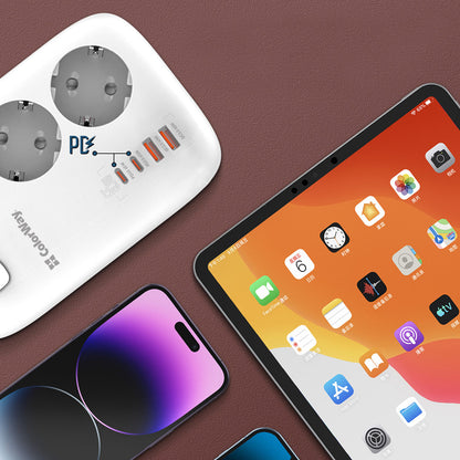 ColorWay elosztó, 3 x Schuko, Fehér