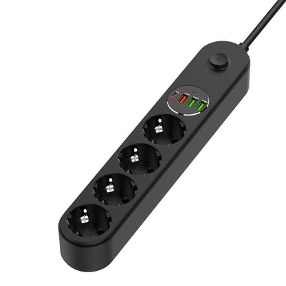 ColorWay elosztó, 4 x Schuko, Fekete