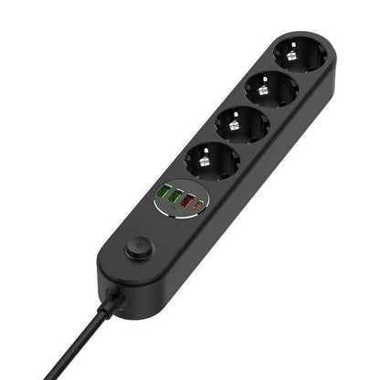ColorWay elosztó, 4 x Schuko, Fekete