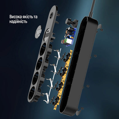 ColorWay elosztó, 4 x Schuko, Fekete