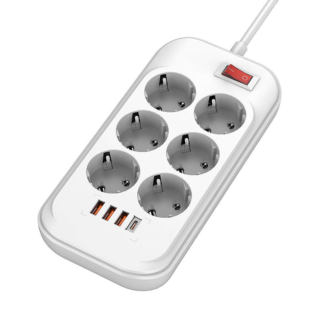ColorWay hosszabbító, 6 x Schuko, fehér