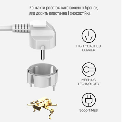 ColorWay hosszabbító, 6 x Schuko, fehér