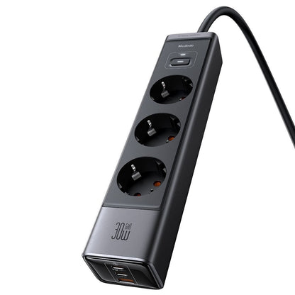 McDodo CH-0620 hosszabbító, 3 x Schuko - 1 x USB-A - 2 x USB-C, Fekete