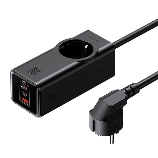 McDodo CH-4620 hosszabbító, 1 x Schuko - 1 x USB-A - 2 x USB-C, Fekete