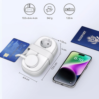 Orico AP3 hosszabbító, 2 x Schuko - 2 x USB-A - 2 x USB-C, Fehér