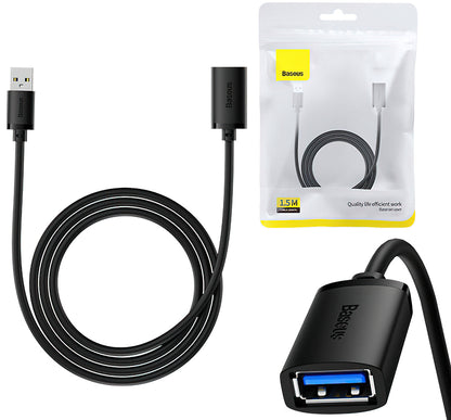 USB 3.0 hosszabbító Baseus AirJoy Series, 1,5m, Fekete B00631103111-02
