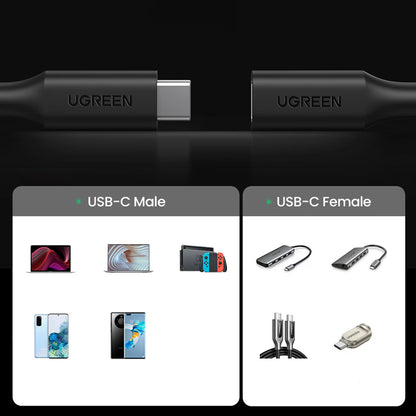 USB-C hosszabbító UGREEN US353, 1m, Fekete