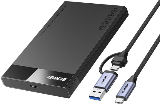 Benfei rack HDD / SSD SATA 2,5 hüvelykes, USB-A / USB-C, fekete