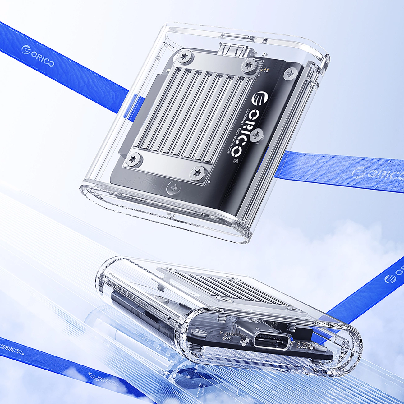 Orico TC20-M2-10G rack SSD M.2 NVMe 2230-hoz, átlátszó