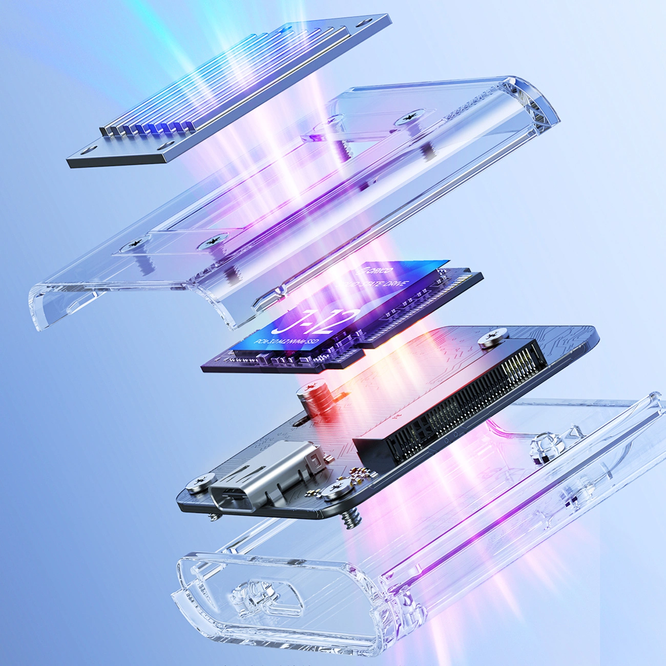 Orico TC20-M2-10G rack SSD M.2 NVMe 2230-hoz, átlátszó