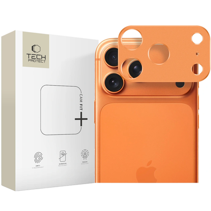 Tech-Protect Camalloy Fit+ hátsó kamera védőkeret Apple iPhone 17 Pro Max-hez, Alumínium, Narancssárga