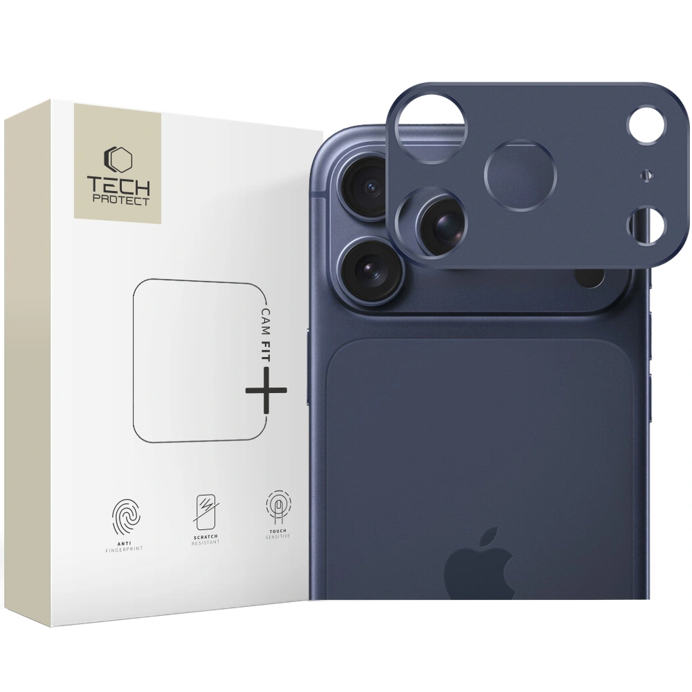 Tech-Protect Camalloy Fit+ hátsó kamera védőkeret Apple iPhone 17 Pro-hoz, Alumínium, Sötétkék