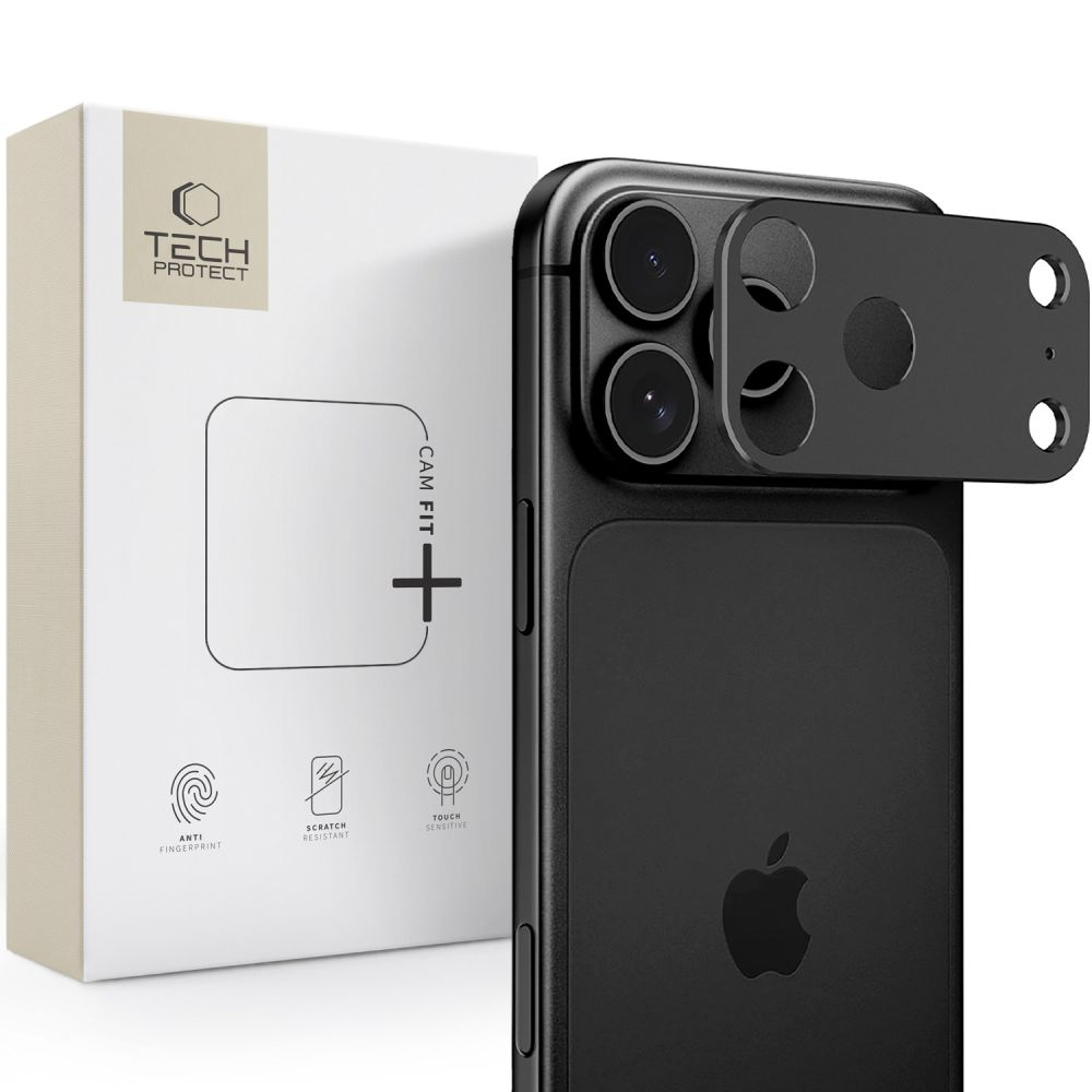Tech-Protect Camalloy Fit+ hátlapi kamera védőkeret Apple iPhone 18 Pro-hoz, alumínium, fekete