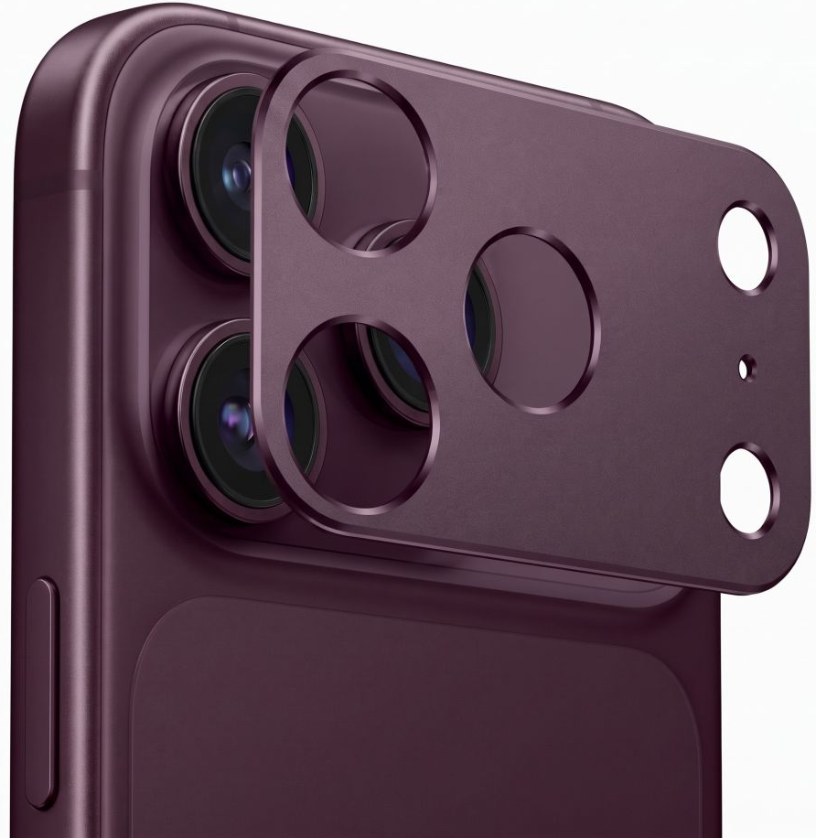 Tech-Protect Camalloy Fit+ hátlapi kameravédő keret Apple iPhone 18 Pro készülékhez, alumínium, bordó