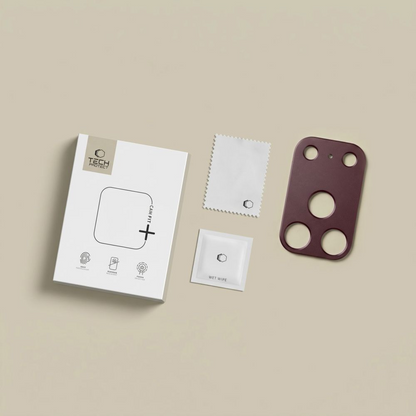 Tech-Protect Camalloy Fit+ hátlapi kameravédő keret Apple iPhone 18 Pro készülékhez, alumínium, bordó