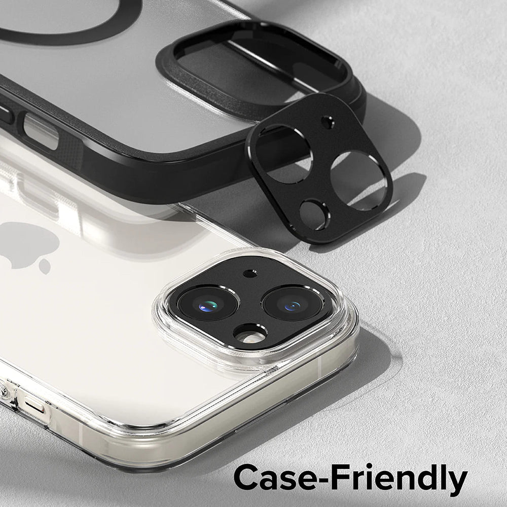 Ringke Styling hátsó kamera védőkeret Apple iPhone 15 Plus / 15-höz, Alumínium, Fekete
