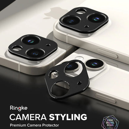 Ringke Styling hátsó kamera védőkeret Apple iPhone 15 Plus / 15-höz, Alumínium, Fekete