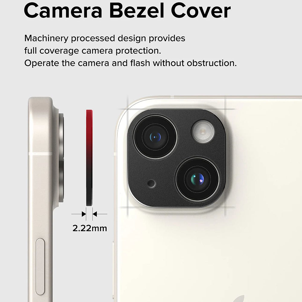 Ringke Styling hátsó kamera védőkeret Apple iPhone 15 Plus / 15-höz, Alumínium, Fekete