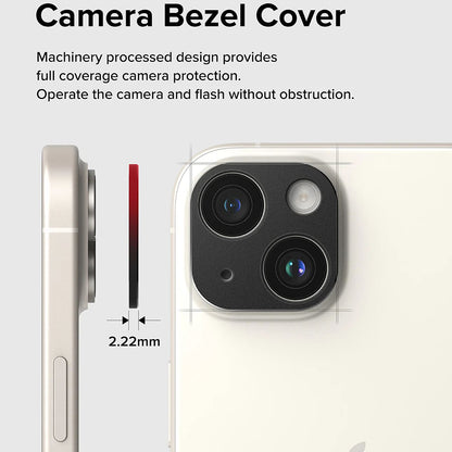 Ringke Styling hátsó kamera védőkeret Apple iPhone 15 Plus / 15-höz, Alumínium, Fekete