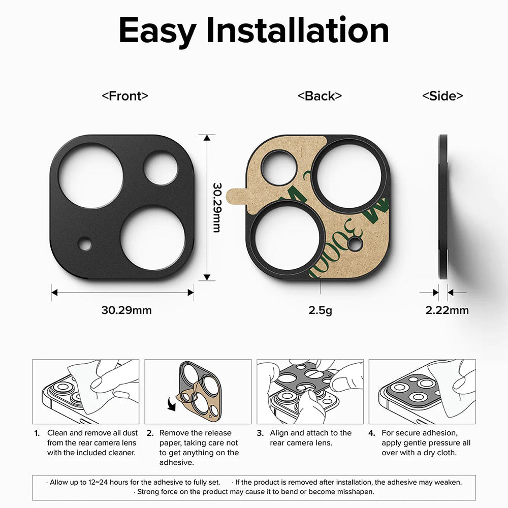 Ringke Styling hátsó kamera védőkeret Apple iPhone 15 Plus / 15-höz, Alumínium, Fekete