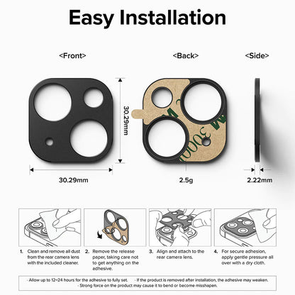 Ringke Styling hátsó kamera védőkeret Apple iPhone 15 Plus / 15-höz, Alumínium, Fekete