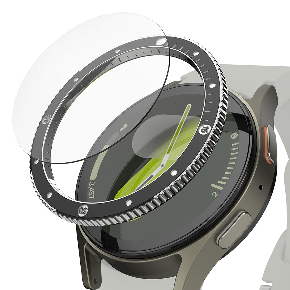 Ringke Premium Styling Védőkeret Samsung Galaxy Watch7 44mm-hez, 2. modell, Fekete