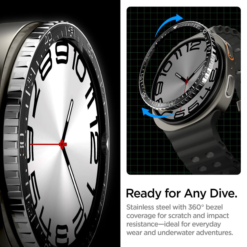 Spigen Tune Diver Védőkeret Samsung Galaxy Watch8 44mm-hez, Fekete