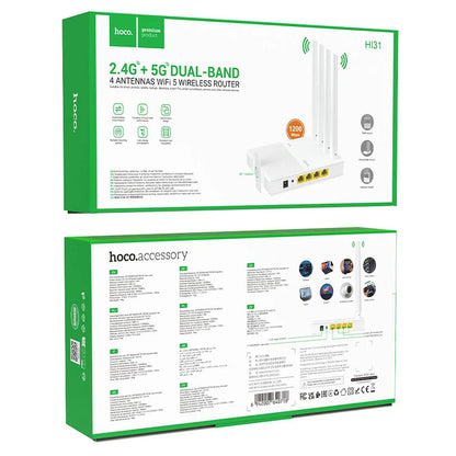 HOCO HI31 vezeték nélküli router, Dual Band, Wi-Fi 5, Fehér