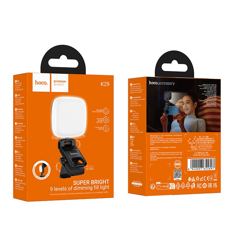 Selfie Light HOCO K29, Univerzális, Fekete