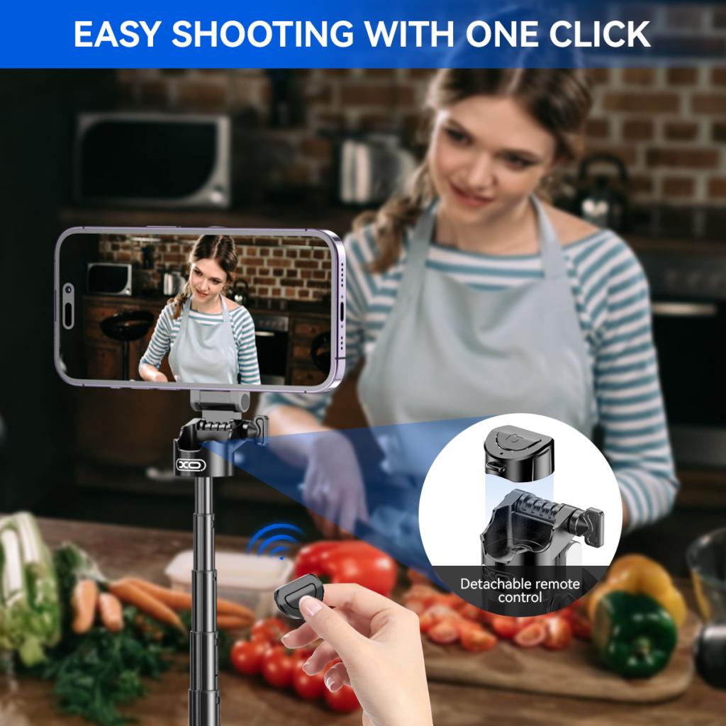 Selfie Stick Bluetooth XO Design SS22, Univerzális, Fekete
