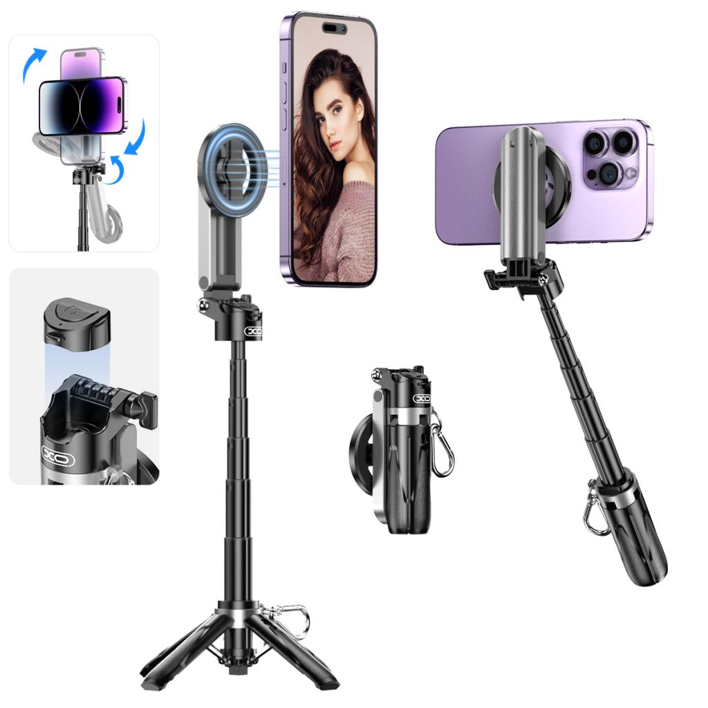 Selfie Stick Bluetooth XO Design SS22, Univerzális, Fekete