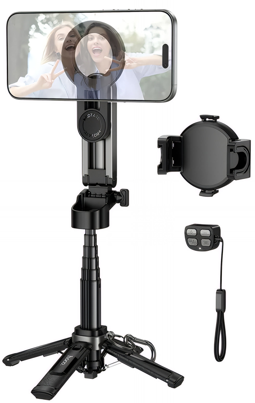 Selfie Stick Bluetooth HOCO K27 Pro, Univerzális, Fekete