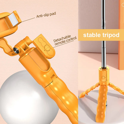 Selfie Stick Bluetooth Techsuit KT01, Univerzális, Narancssárga