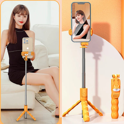 Selfie Stick Bluetooth Techsuit KT01, Univerzális, Narancssárga