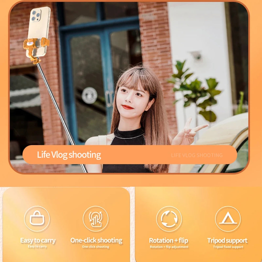 Selfie Stick Bluetooth Techsuit KT01, Univerzális, Narancssárga