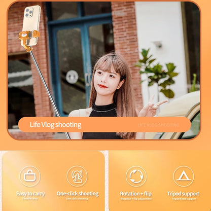 Selfie Stick Bluetooth Techsuit KT01, Univerzális, Narancssárga