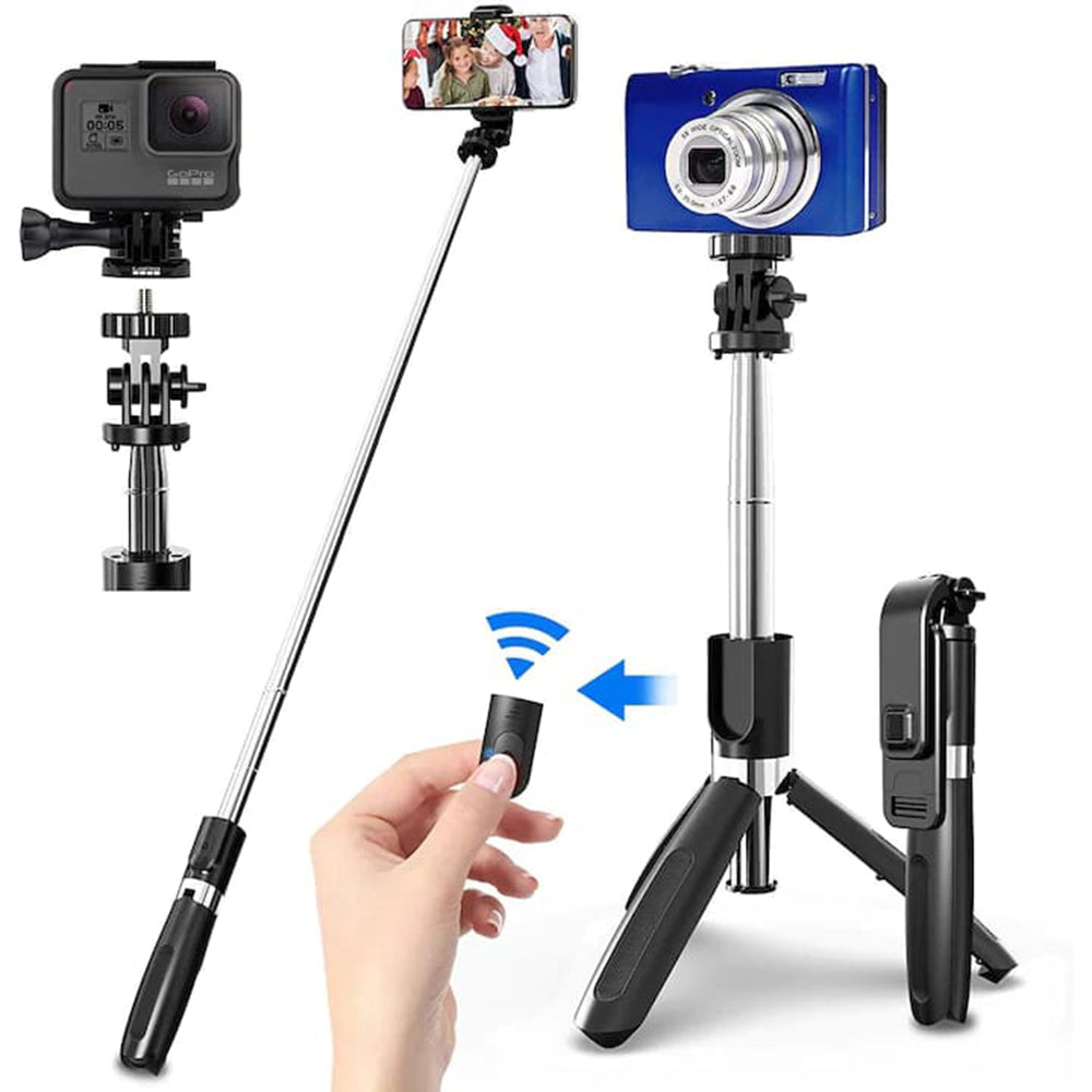 Selfie Stick Bluetooth Techsuit L02, Univerzális, Fekete