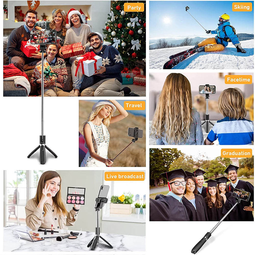 Selfie Stick Bluetooth Techsuit L02, Univerzális, Fekete