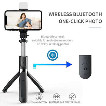 Selfie Stick Bluetooth Techsuit L02s, Univerzális, Fekete
