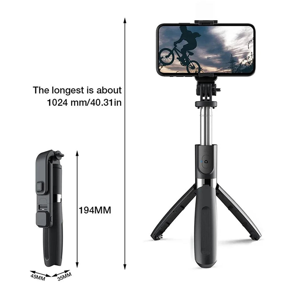 Selfie Stick Bluetooth Techsuit L02s, Univerzális, Fekete