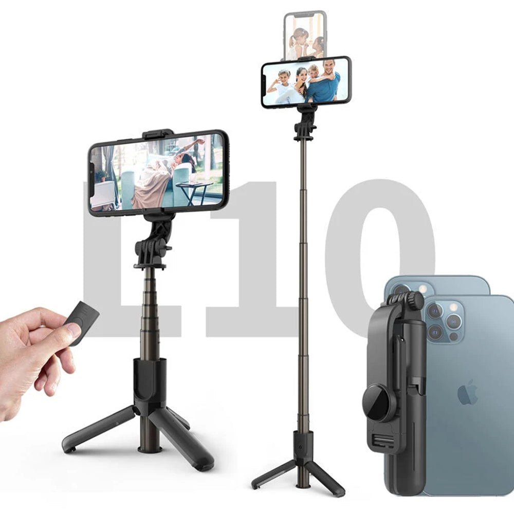 Selfie Stick Bluetooth Techsuit L10, Univerzális, Fekete