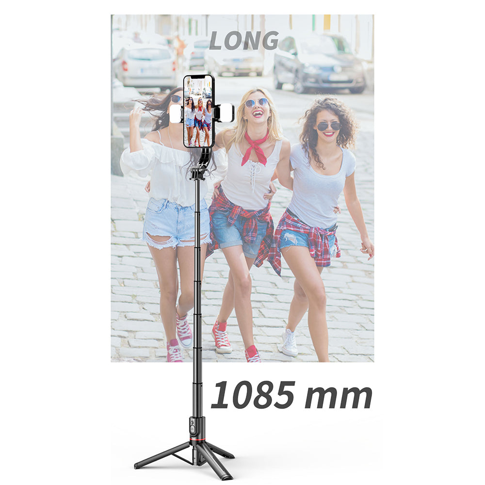 Selfie Stick Bluetooth Techsuit L12D, Univerzális, Fekete