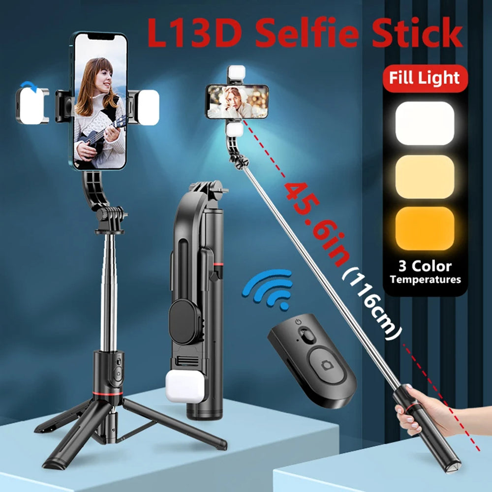 Selfie Stick Bluetooth Techsuit L13d, Univerzális, Fekete